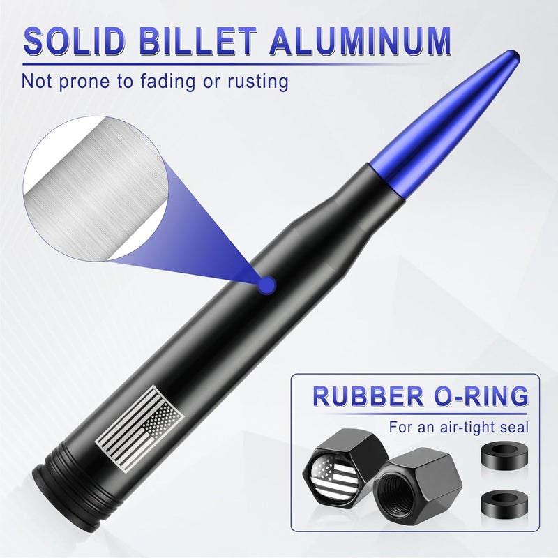 BJSIA American Flag Car Antenna for Truck with Valve Stem Caps - Universal Compatible with Ford, Dodge, Chevrolet, GMC, Jeep, Toyota Truck Car Accessories, Heavy Duty Pickup Trucks Accessories - Blue - Image 5